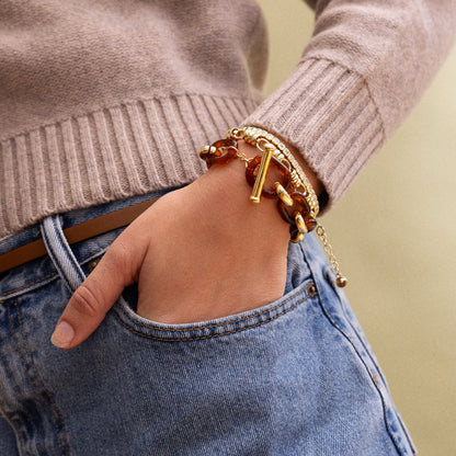 Lavisa - Trinity Chain Link Statement Bracelet - Detail & Styling View