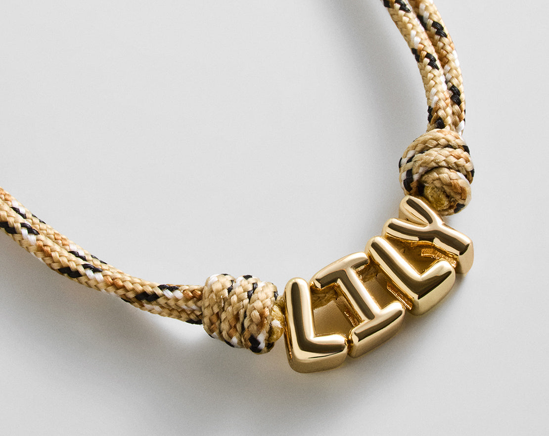 Lavisa - Custom Bubble Letter Paracord Necklace - On-Model & Scale View
