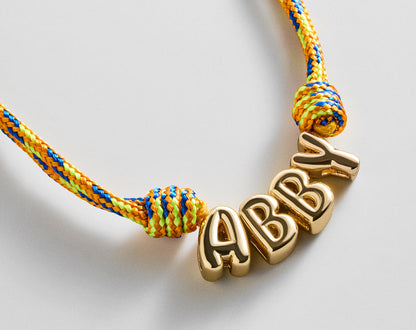 Lavisa - Custom Bubble Letter Paracord Necklace - On-Model & Scale View