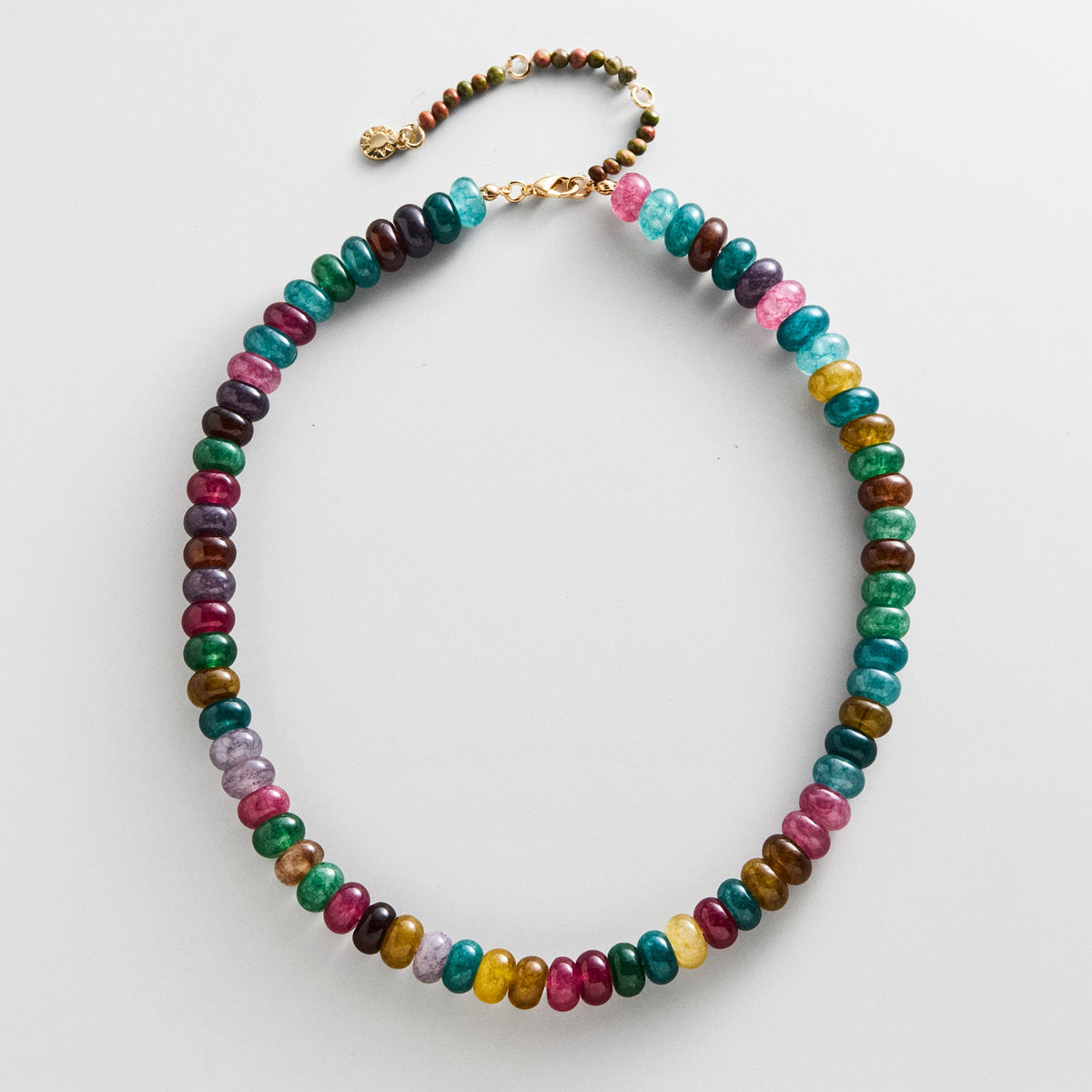 Lavisa semi-precious multi tourmaline beaded necklace on white background
