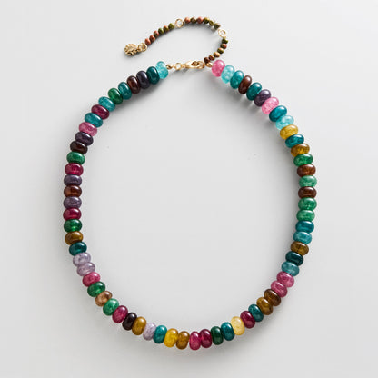 Lavisa semi-precious multi tourmaline beaded necklace on white background
