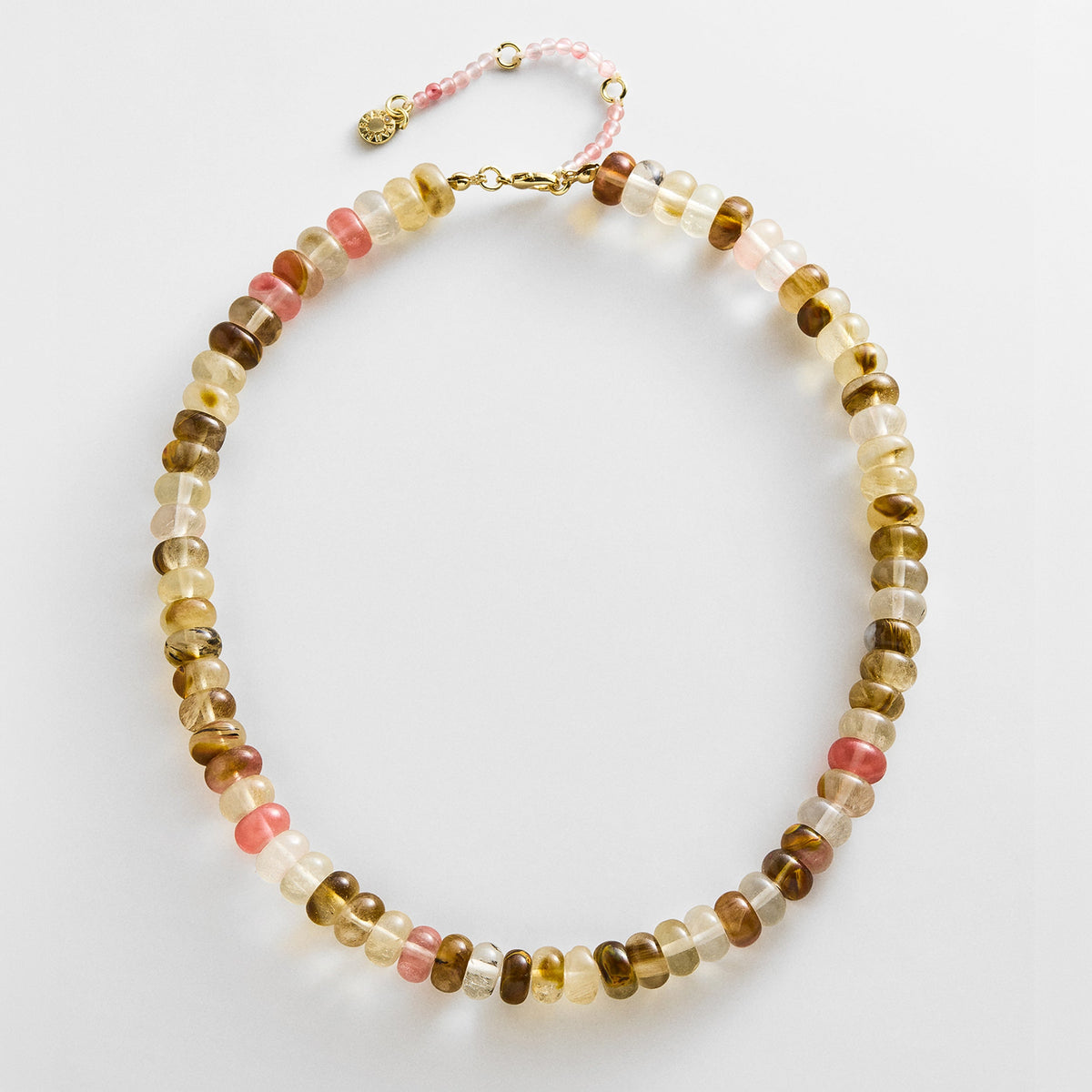 Lavisa rutilated quartz semi-precious beaded necklace studio shot