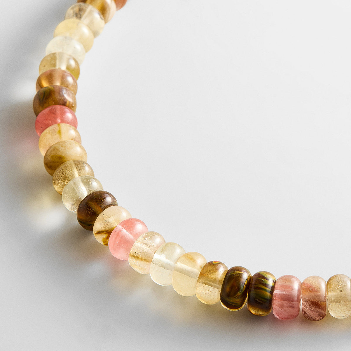 Lavisa - Rutilated Quartz Semi-Precious Beaded Layering Necklace - On-Model & Scale View