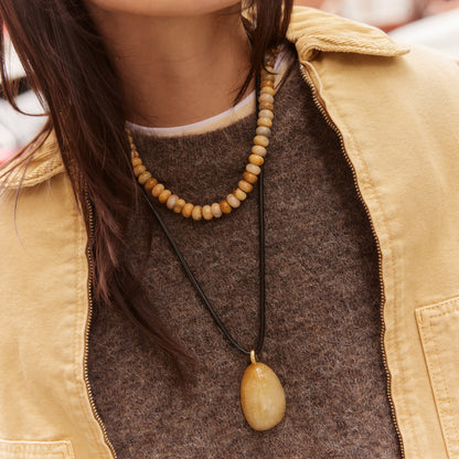 Lavisa - Semi-Precious Pendant Necklace - Adjustable Jewelry - On-Model & Scale View