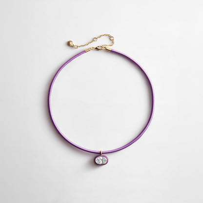 Lavisa Crystal Collar Necklace in plum with oval cut crystal