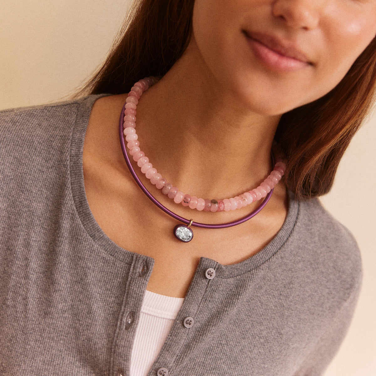 Lavisa - Crystal Collar Necklace - Detail & Styling View
