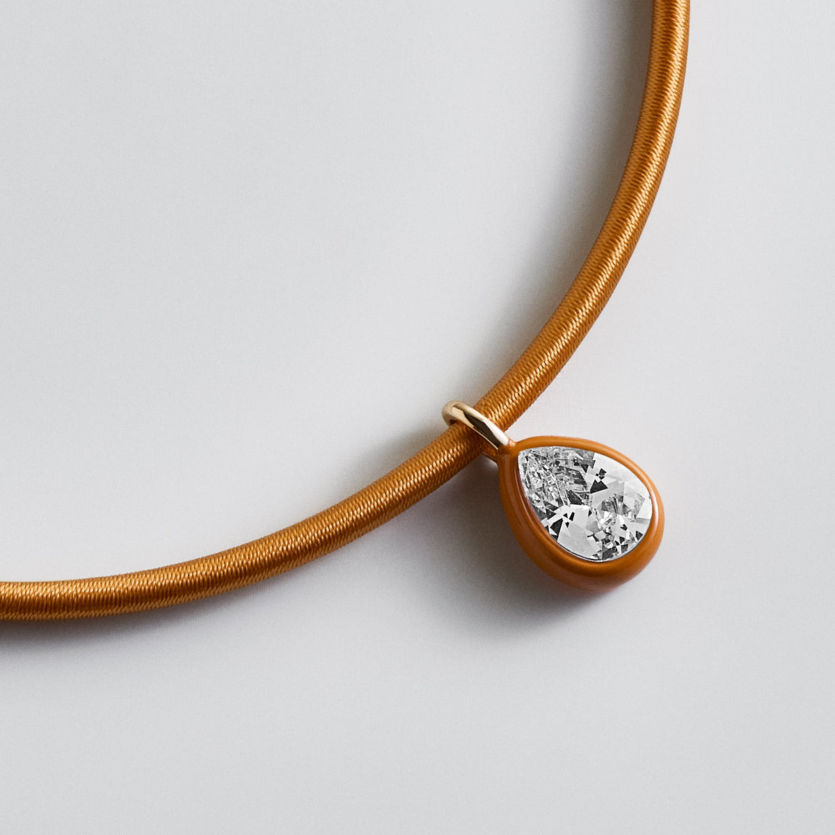 Lavisa - Marigold Thread-Wrapped Crystal Collar Statement Necklace - On-Model & Scale View
