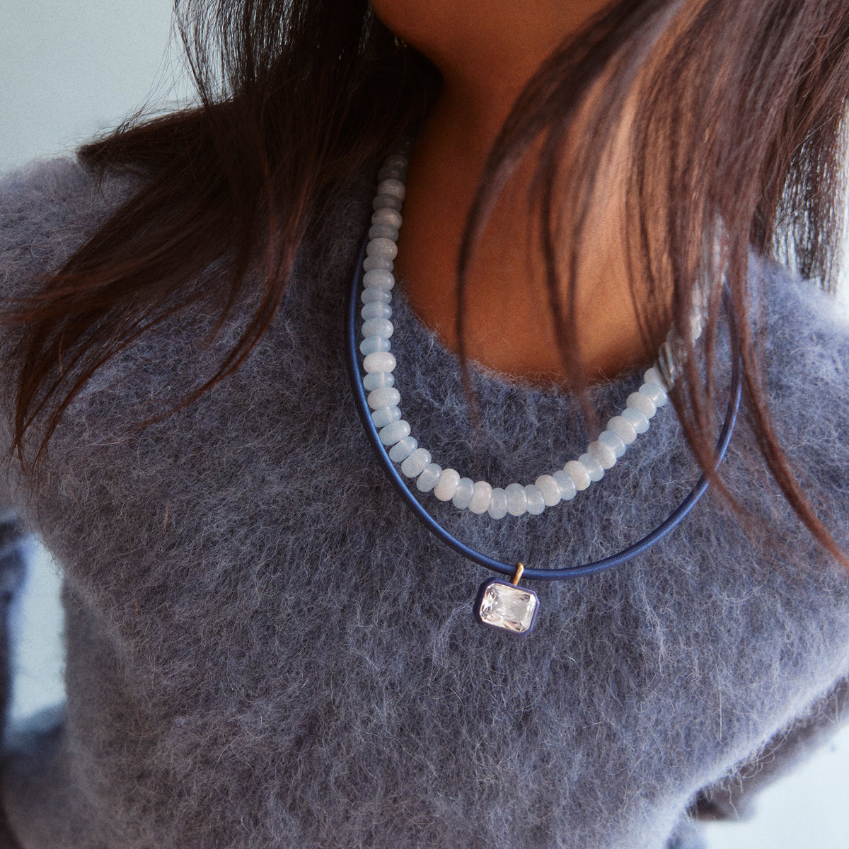 Lavisa - Crystal Collar Necklace For Women - Detail & Styling View