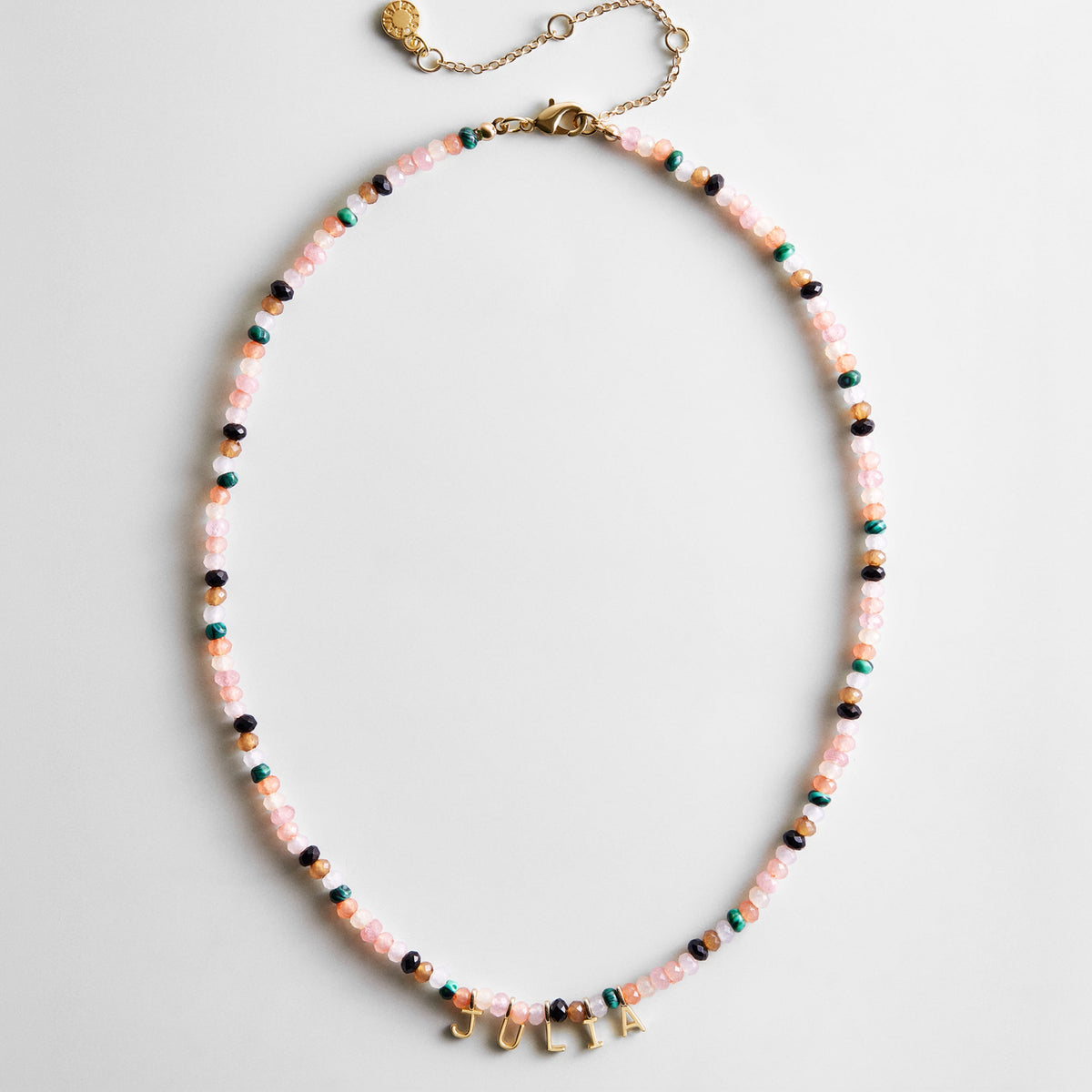 Lavisa Custom Name Beaded Necklace in sunrise multi colors