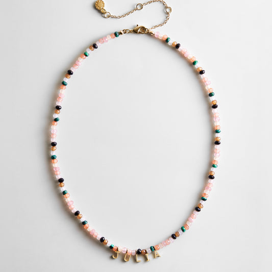 Lavisa Custom Name Beaded Necklace in sunrise multi colors