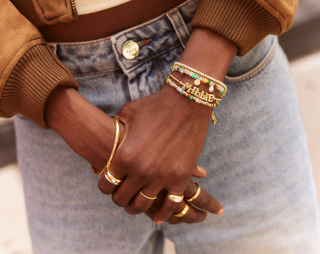 Lavisa - Rowan Custom Layered Pearl Beaded Bracelet - Detail & Styling View