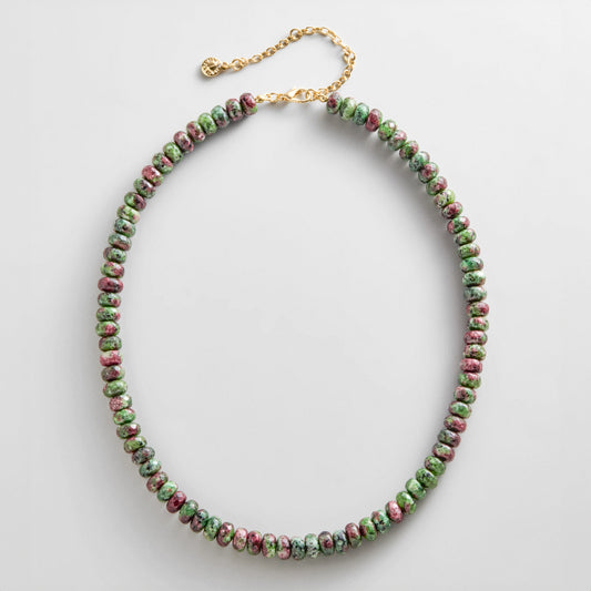 Lavisa mini semi-precious beaded necklace featuring ruby zoisite stones