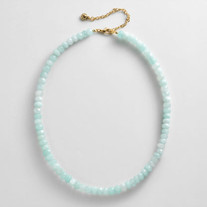 Lavisa Blue Chalcedony Semi-Precious Beaded Necklace displayed on a clean background