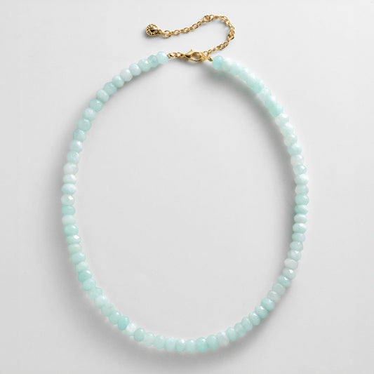 Lavisa Blue Chalcedony Semi-Precious Beaded Necklace displayed on a clean background
