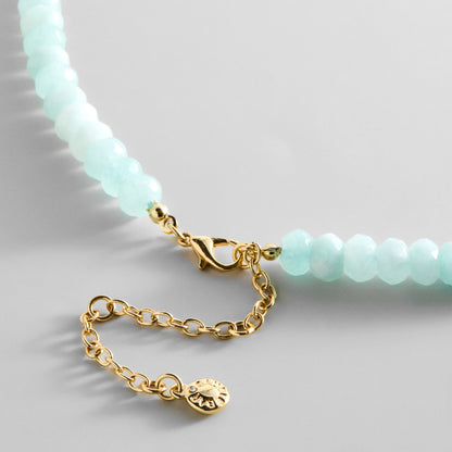 Lavisa - Semi-Precious Beaded Necklace with Blue Chalcedony - Clasp & Finish View
