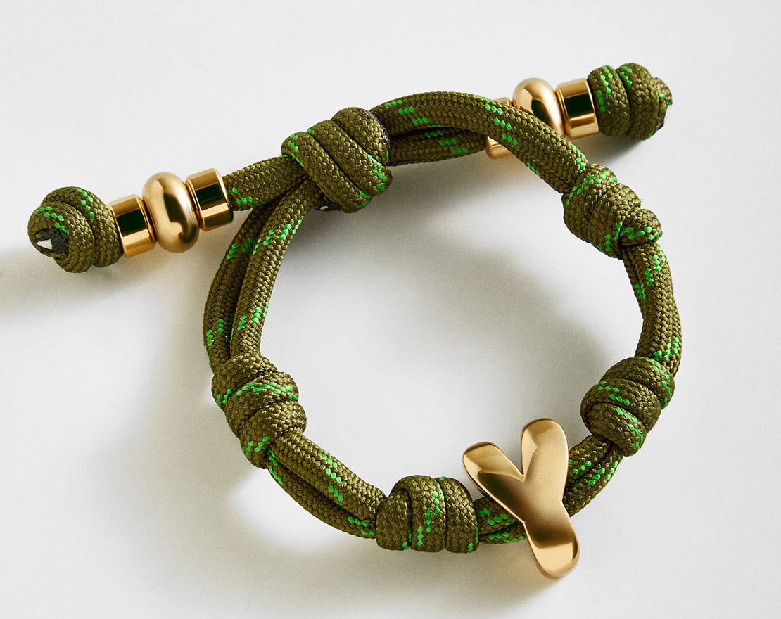 Lavisa waterproof knotty initial custom bracelet in olive green
