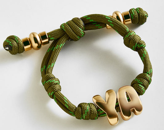 Lavisa waterproof olive green paracord initial bracelet with gold letter