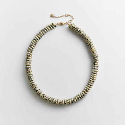 Lavisa bold 11mm dalmatian jasper semi-precious beaded necklace