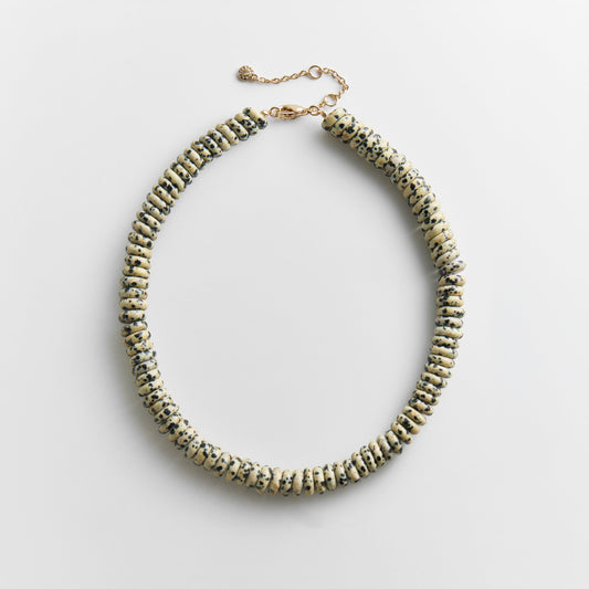 Lavisa bold 11mm dalmatian jasper semi-precious beaded necklace
