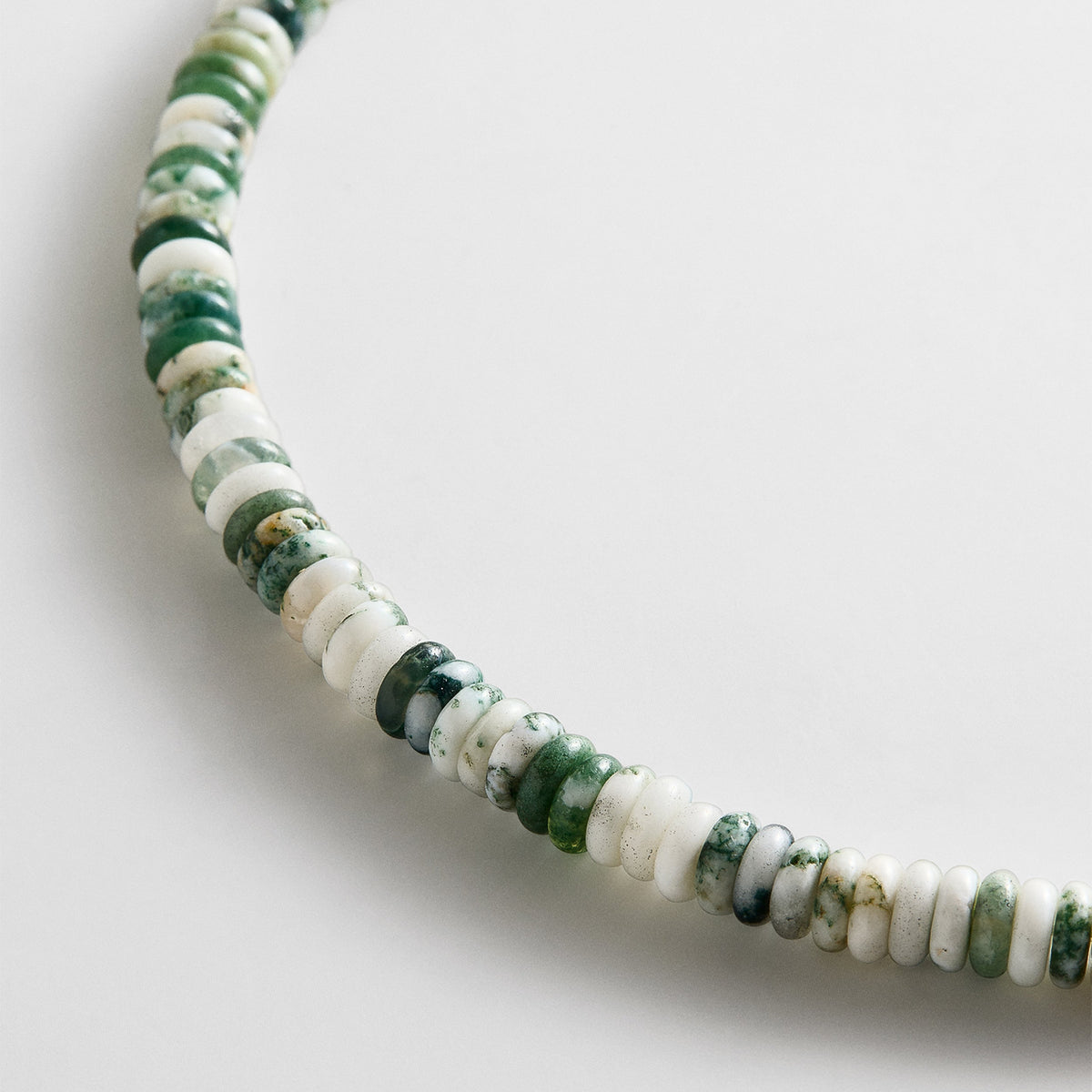 Lavisa - Striped Agate Beaded Necklace - Semi-Precious Stone Jewelry - On-Model & Scale View