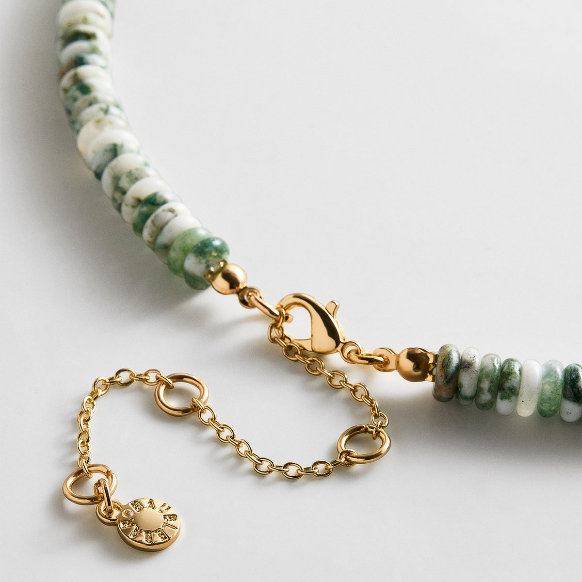 Lavisa - Striped Agate Beaded Necklace - Semi-Precious Stone Jewelry - Clasp & Finish View