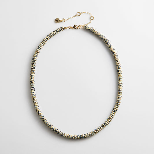 Lavisa dalmatian jasper semi-precious beaded necklace with lobster clasp