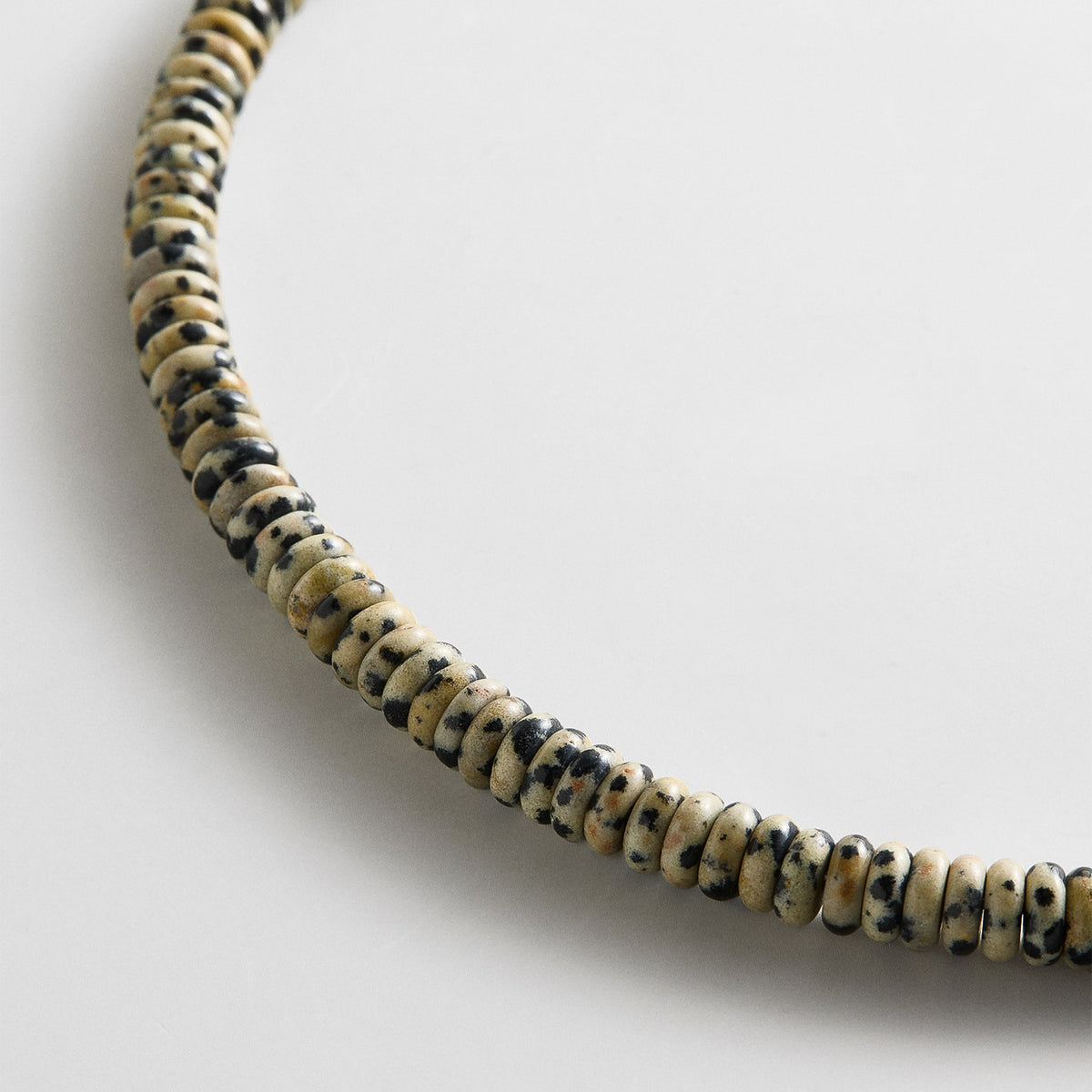 Lavisa - Dalmatian Jasper Beaded Statement Necklace - On-Model & Scale View