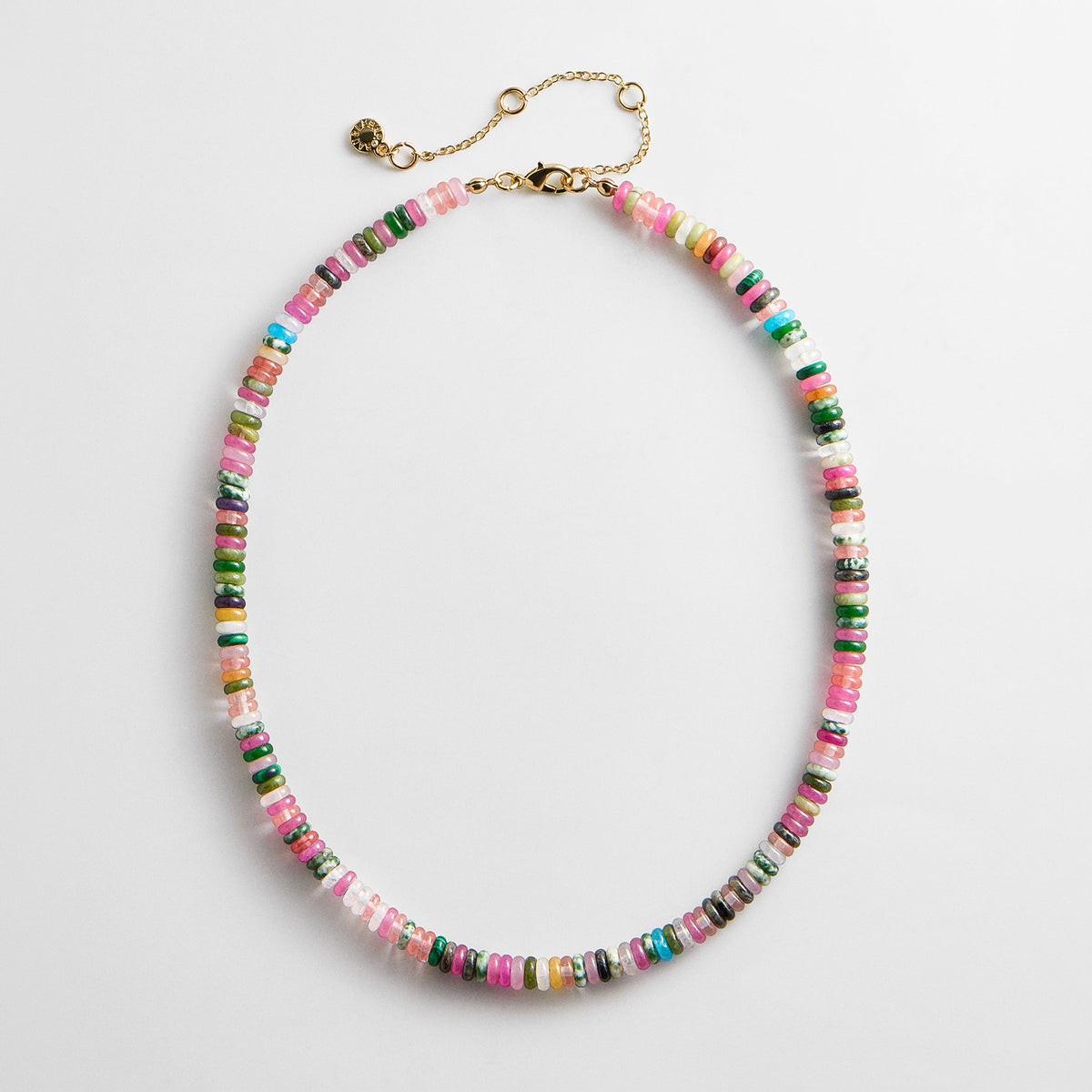 Lavisa Pastel Semi-Precious Beaded Necklace with quartz and lapis beads