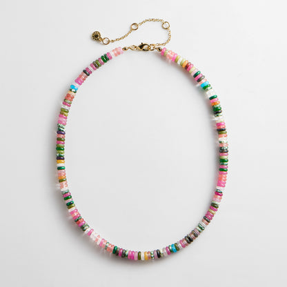 Lavisa Pastel Semi-Precious Beaded Necklace with quartz and lapis beads