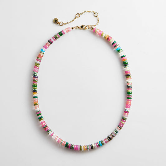 Lavisa Pastel Semi-Precious Beaded Necklace with quartz and lapis beads