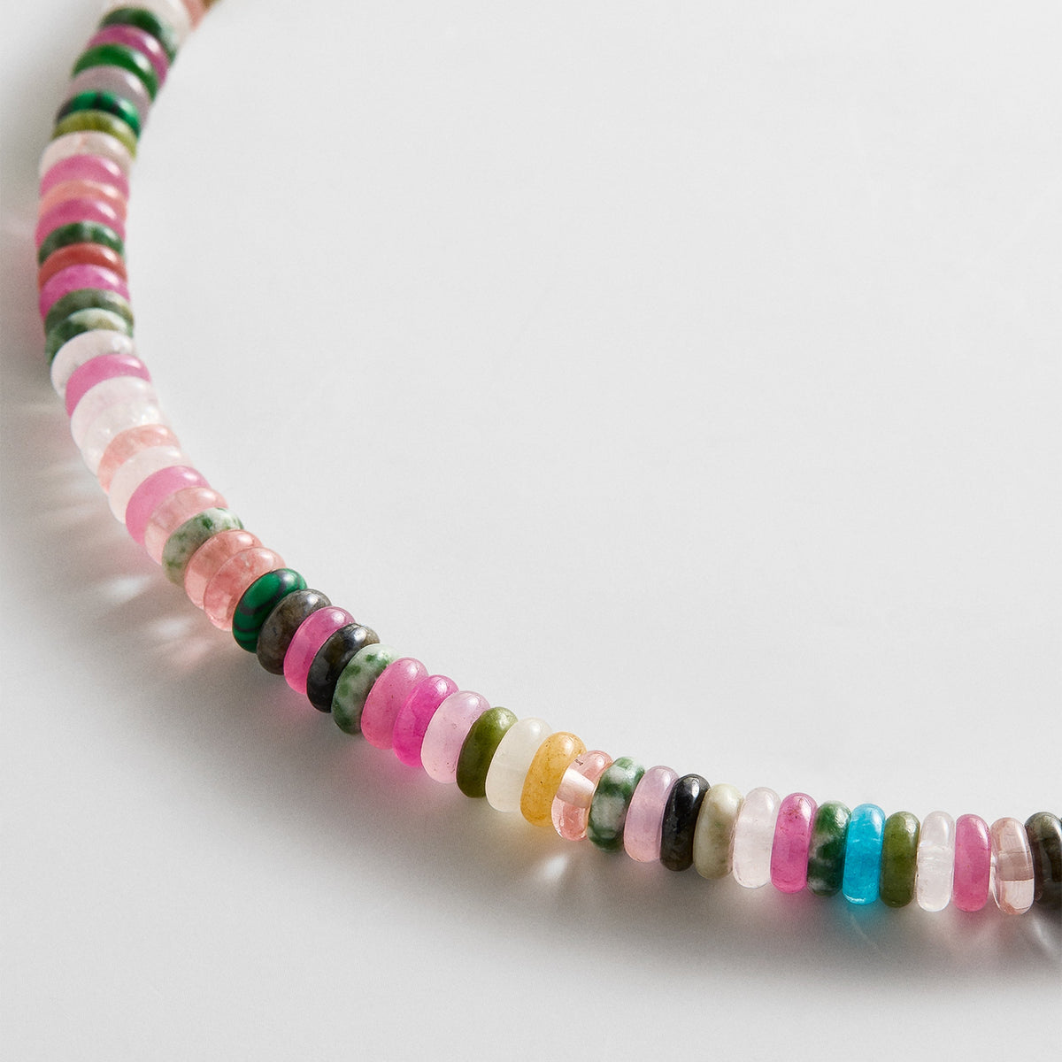 Lavisa - Pastel Semi-Precious Beaded Stackable Necklace - On-Model & Scale View