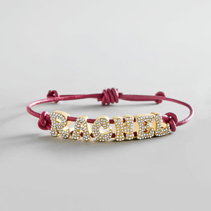 Lavisa pavé bubble cord custom slider bracelet in burgundy