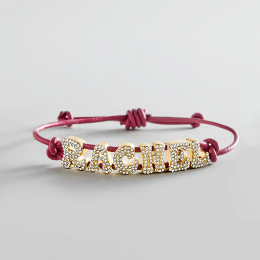 Lavisa pavé bubble cord custom slider bracelet in burgundy