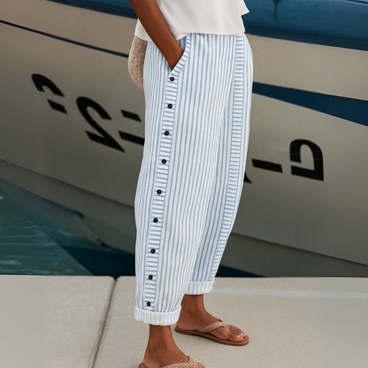 Lavisa - Women's High-Waisted Striped Trousers