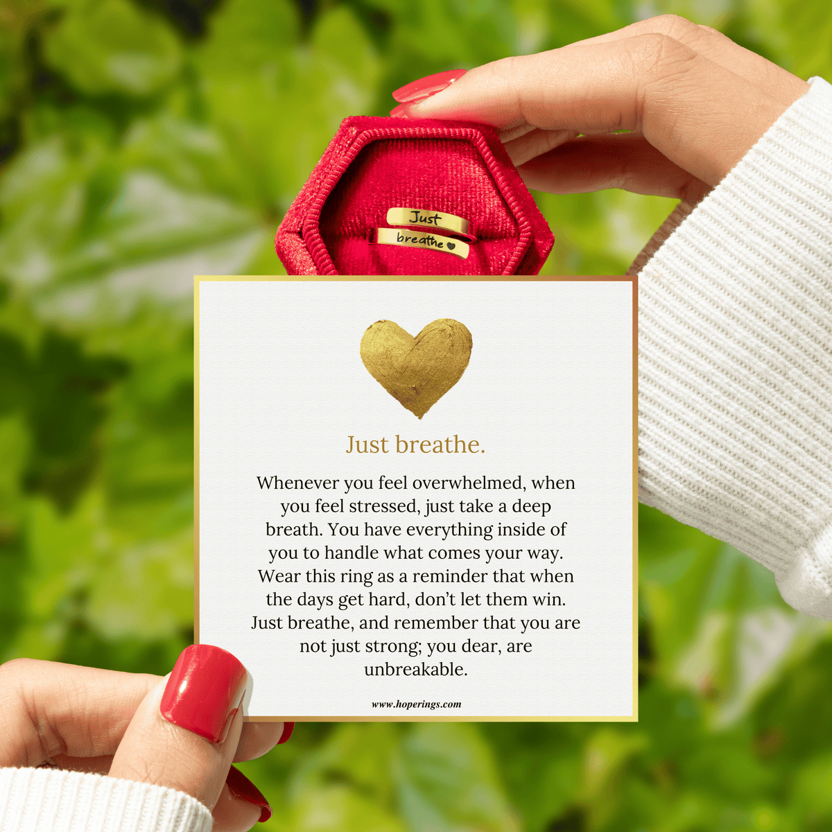 Lavisa - Gold Just Breathe Ring for Mindfulness