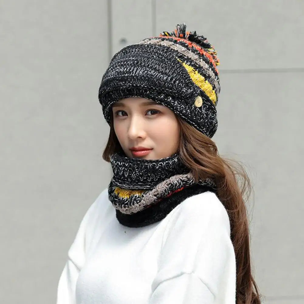Lavisa - Cozy Knitted Hat Scarf Set with Velvet Lining