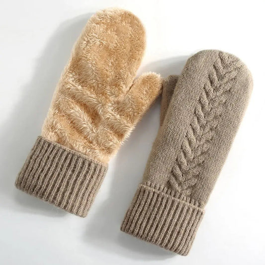 Double Layer Fleece Lined Winter Mittens - Front View | Lavisa