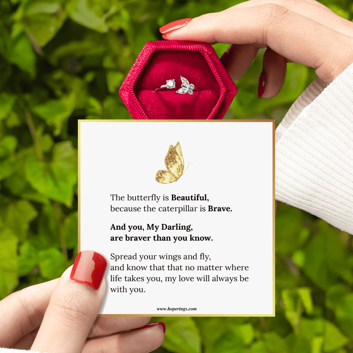 Lavisa - Be Brave Butterfly Ring