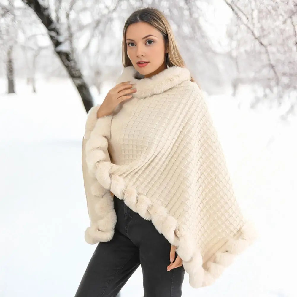Lavisa - Elegant Faux Fur Shawl Cloak