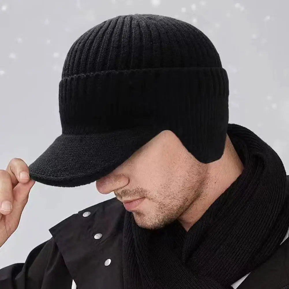 Lavisa - Men’s Knit Winter Hat with Ear Covers and Brim