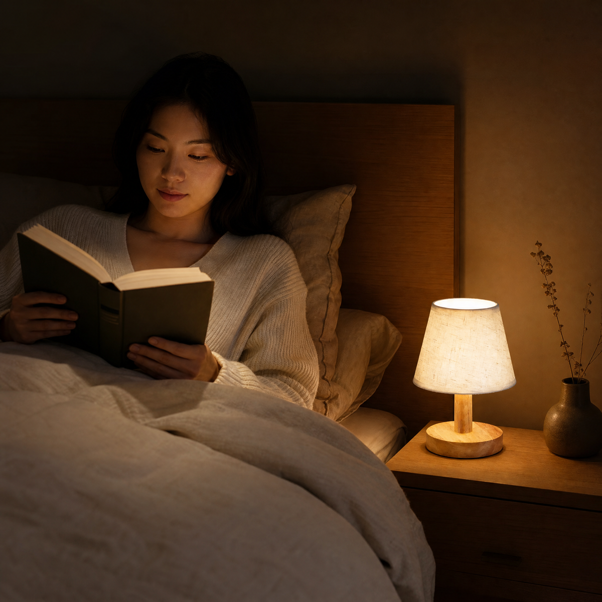 Lavisa - Solid Oak Bedside Table Lamp