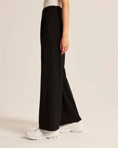 Lavisa - Women's Fitted Flared Pants - High Rise Flare Leg Dress Trousers