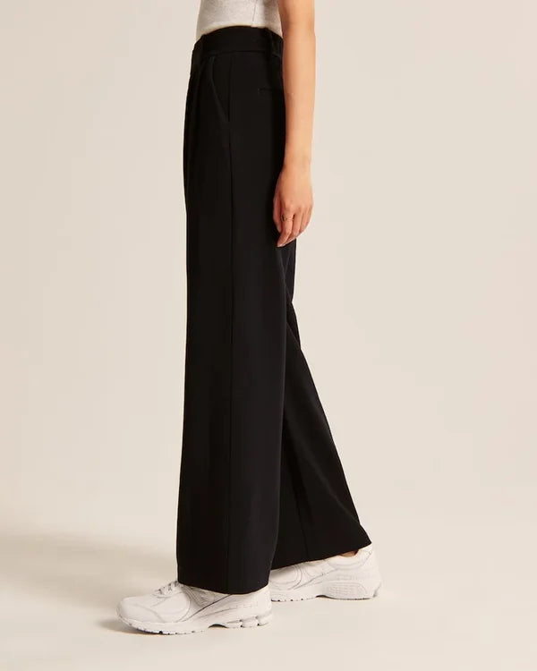 Lavisa - Women's Pleated Wide Leg Trousers High Waist Flowy Dress Pants