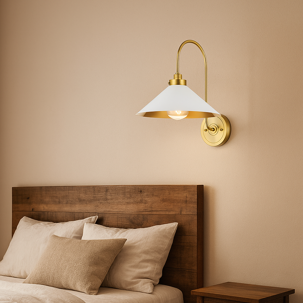 Lavisa - Modern Curved Arm Cone Shade Wall Light