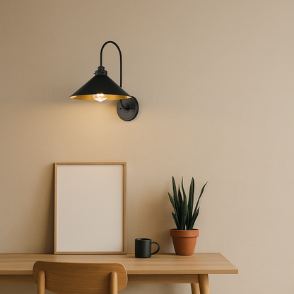 Lavisa - Modern Curved Arm Cone Shade Wall Light