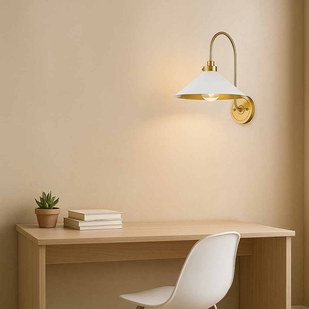 Lavisa - Modern Curved Arm Cone Shade Wall Light