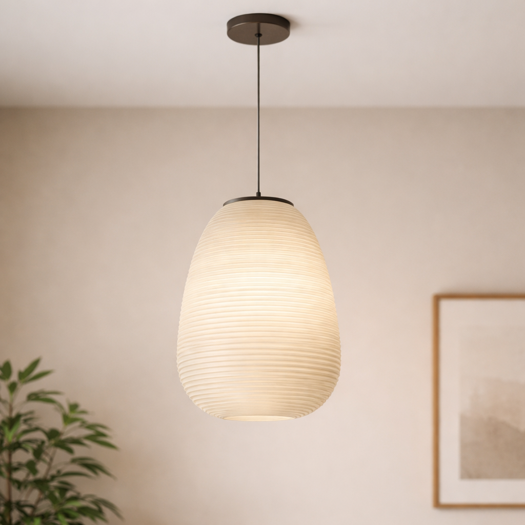 Lavisa - Modern Stripe Japandi Pendant Light Glass Hanging Lamp