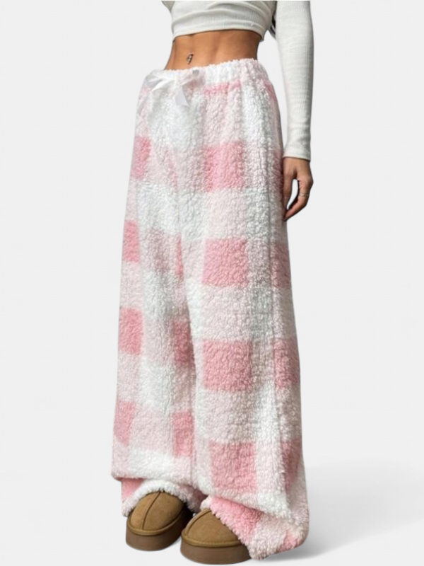 Lavisa - Plaid Straight Leg Casual Pants for Women - Comfortable Cold Weather Trousers