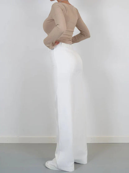 Lavisa - Women's High Waist Wide Leg Tailored Dress Pants