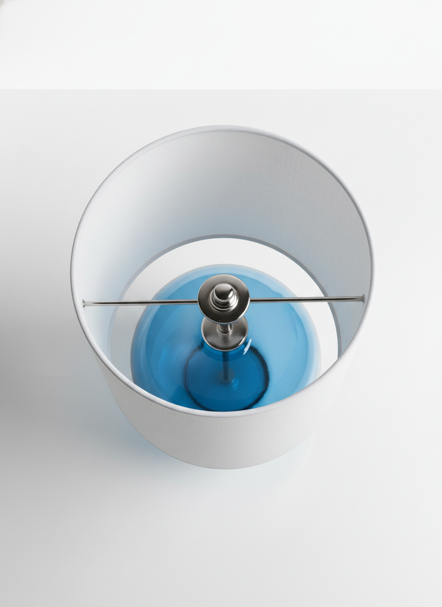 Lavisa Modern Blue Glass Table Lamp with white cylinder shade (View 2)